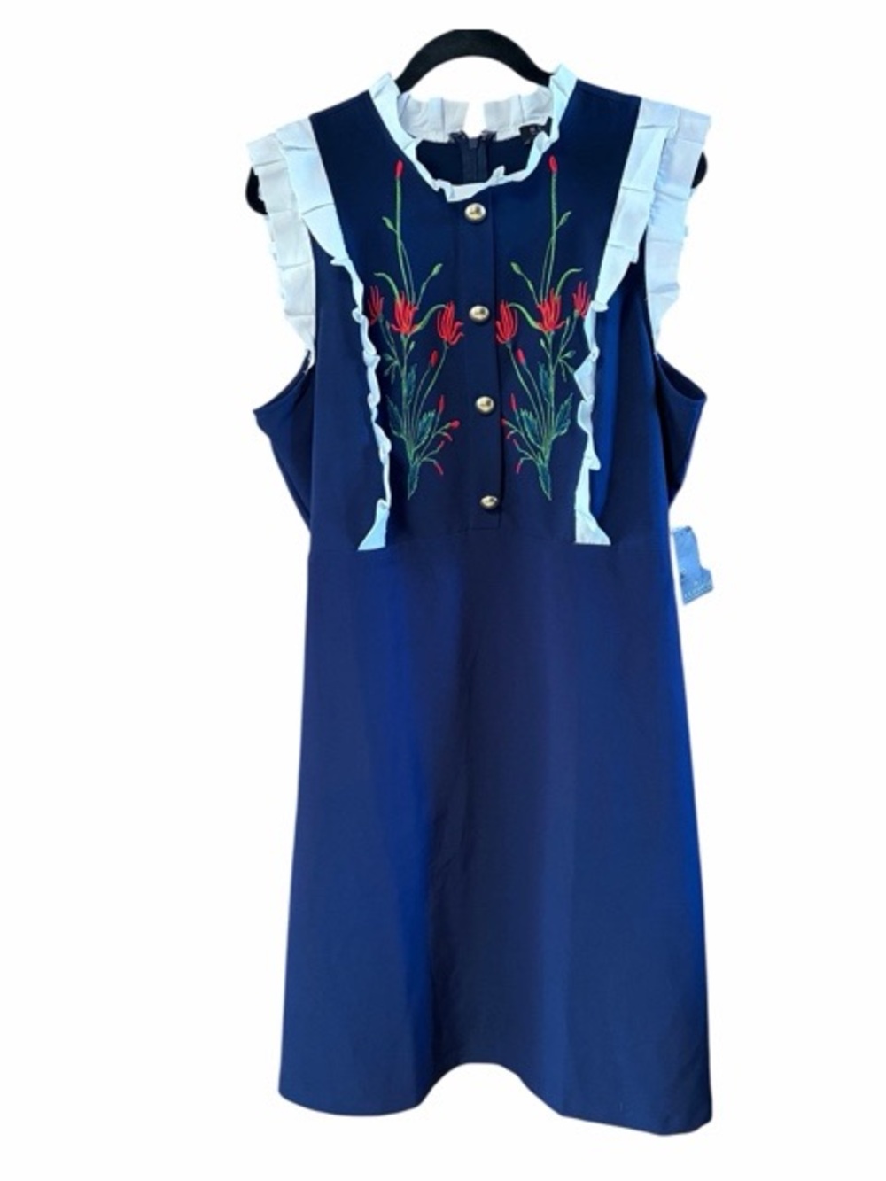 Eloquii Prairie Embroidered Ruffle Midi Dress NWT